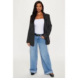 Walk The Walk Pinstripe Blazer - Black/White - Black-White - Size XL